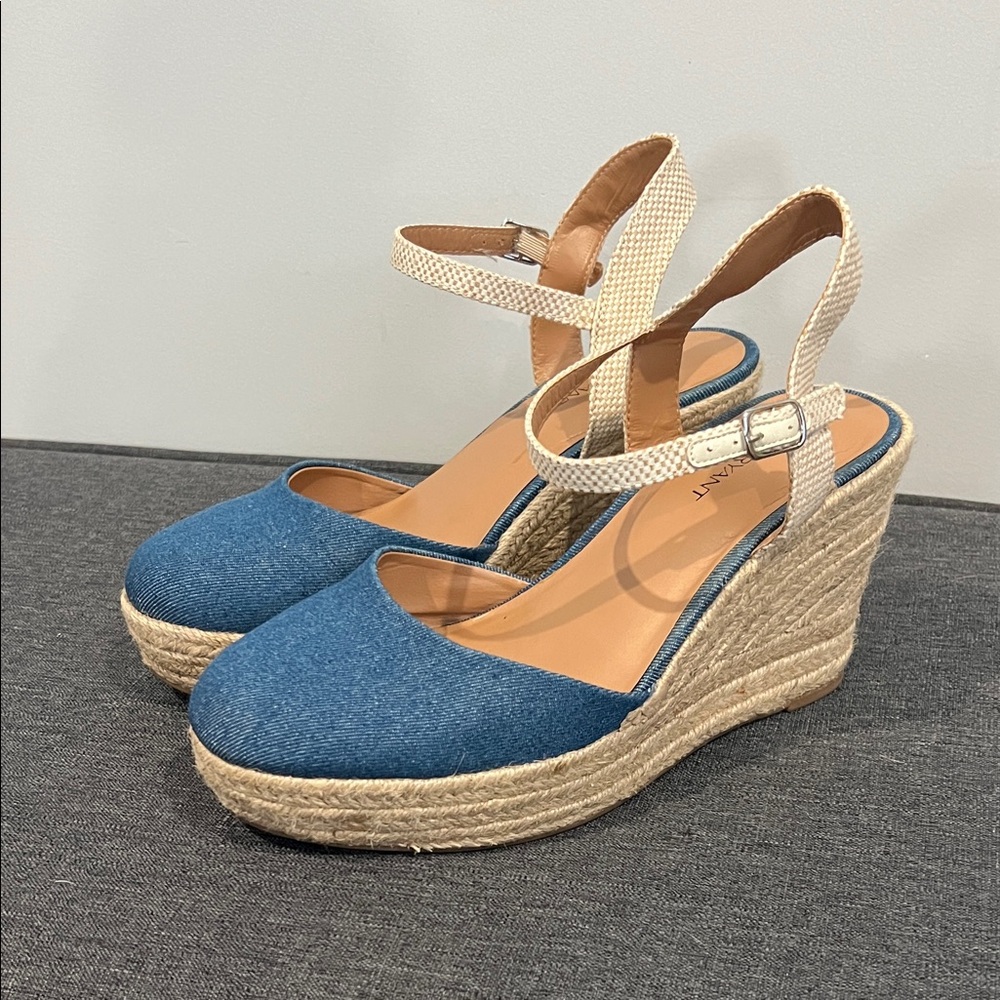 Stylish Blue Wedge Sandals Lane Bryant